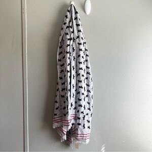 Talbots Scottie Dog Print Lightweight Scarf Wool Blend